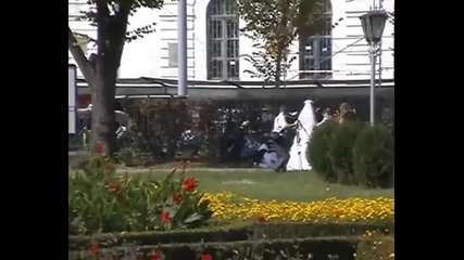Младоженец и булка с мотор се блъскат в храст 