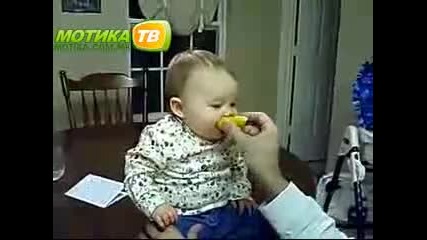 Дете лиже лимон 