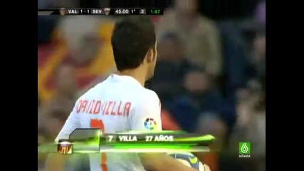 Valencia Cf - Sevilla Fc 1 - 1 de David Villa