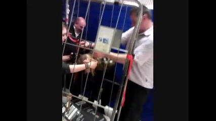 Girl Gets Head Stuck in Trolley
