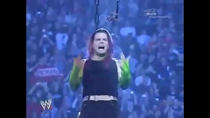 Jeff Hardy hits a Diving Leg Drop off a Ladder on Edge