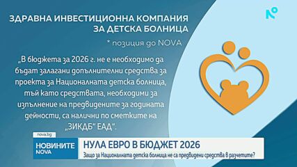 Има ли предвидени средства в бюджета за 2026 за Националната детска болница