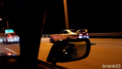 Гонка с Nissan 350z Single Turbo vs Twin Turbo Toyota Supra