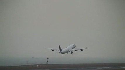 Lufthansa Airbus A340 - 300 Take off at Nagoya