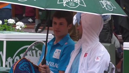 French open in the rain with Novak Djokovic