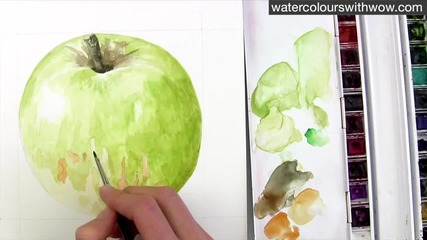 Как да нарисуваме ябълка с 3 D ефект използвайки акварел /урок от Anna Mason/