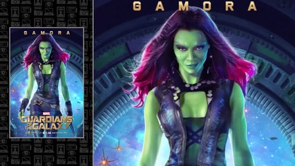 Готин плакат на героинята Гамора от филма Пазителите на Галактиката (2014)