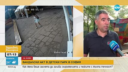 Вандалски акт в София: Жена беше заснета да залива детски парк с жълта течност
