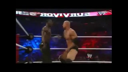 wwe survivor series 2011 The Rock And Cena Vs The Miz And R-