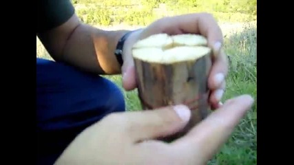 „дървен примус“ ( Индианска свещ, Шведски огън ) 