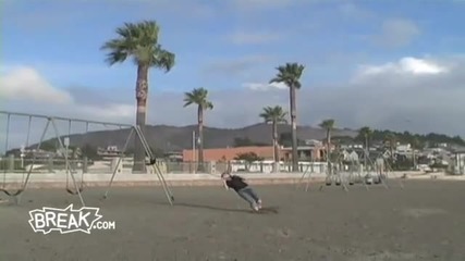 Hot Girl Fails Jumping from Swing 