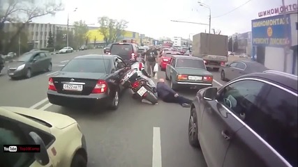 Motorcycle Crash Compilation & Road Rage 2014 Hd