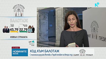 При 99.95% преброени протоколи: Йотова и Гюров на балотаж при минимална разлика на първия тур на вота