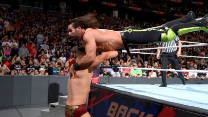 Seth Rollins dives out of the ring to wipe out The Miz: WWE Backlash 2018 (WWE Network Exclusive)