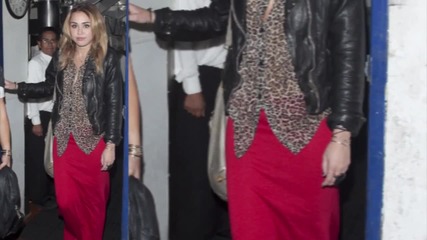 Miley Cyrus -- Red Leopard Fashionista At Kelly Osbourne's Birthday Dinner