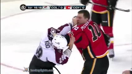 Best Nhl Fights 2009 - 10 (colorado Avalanche - Calgary Flames)