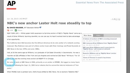 NBC's New Nightly News Anchor Lester Holt Rose Steadily To The Top