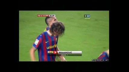 Fc Barcelona - Sporting Gijon Ibrahimovic Goal (3 - 0)
