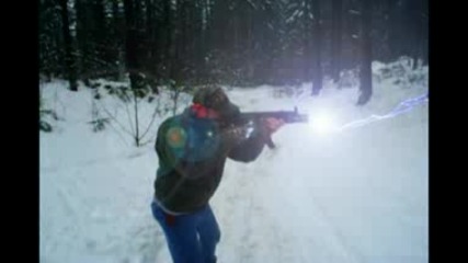 Person who shoots with laser gun 