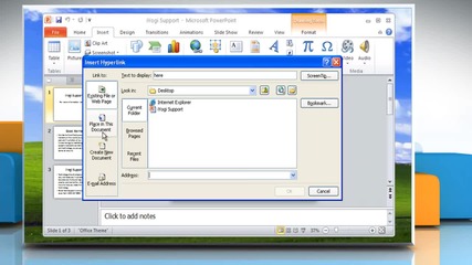 Microsoft® Powerpoint 2010: How to create a hyperlink slide on Windows® Xp?