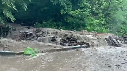 Проливен дъжд наводни Прохода на републиката в района на село Пчелиново