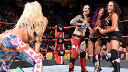 The Riott Squad attack Bayley and Sasha Banks: Raw, April 16, 2018