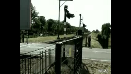 Crazy Driver Nearly Killed By Train