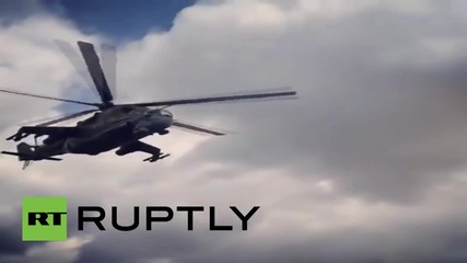 Syria: Mil Mi-24 helicopters patrol Hmeymin Air Base
