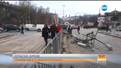Вятърът отнесе клони и рекламни пана в София