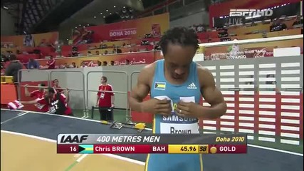 Chris Brown - Световен шампион на 400м в зала Доха 2010 