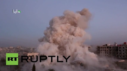 Syria: Huge blast follows Syrian airstrike on militant target in Darayya