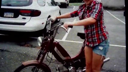 Fail! girl flips moped