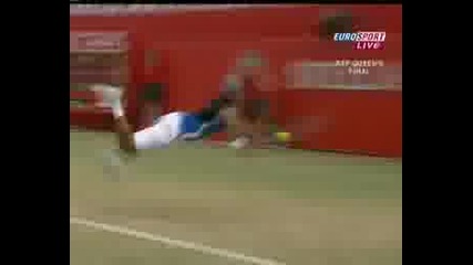 James Blake Dives For A Ball