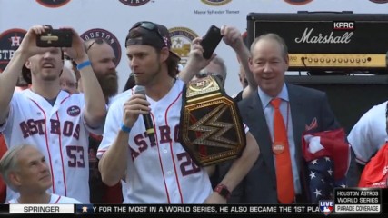 Houston Astros outfielder Josh Reddick channels "The Nature Boy" Ric Flair