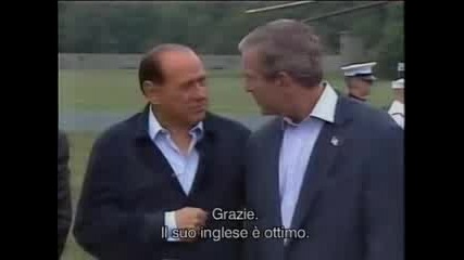 Берлускони Говори С Буш На Английски