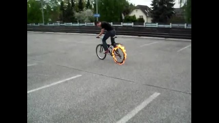 bike with burning wheels