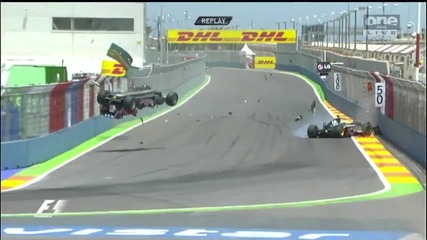 !hd! Ужасяващ удар на Уебър с Ковалайнен - F1 - 2010 Europe Grand Prix - Hd 