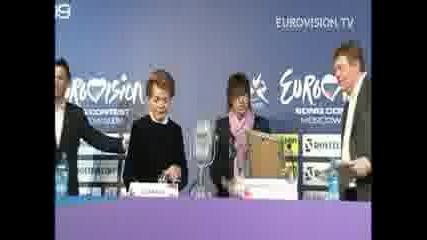 Ebu press Conference with Lyss Assia and Dima Bilan