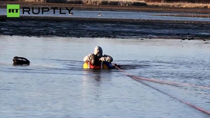 Faithful Dog Rescues Owner Stuck Waist Deep in Mud