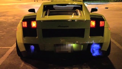 Пламъци от Lamborghini Gallardo Hammann tuning Twin Turbo
