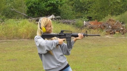Blonde Girl Shooting Slide fire for first time. Check out my other shooting videos
