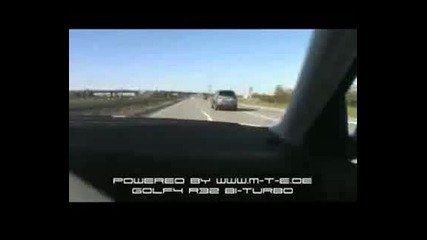 Vw Golf R32 Twinturbo with 740 hp in Action auf 310 kmh auf der Autobahn Highway.avi
