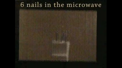 6 Nails Inside A Microwave Explosion Fire!