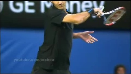 Roger Federer - Slow Motion Topspin Forehand Closeup 