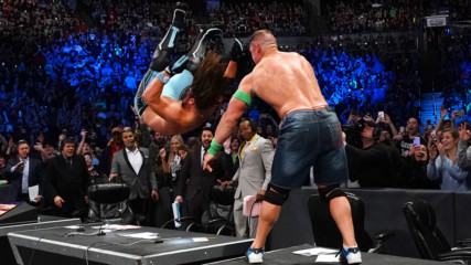 John Cena sends AJ Styles crashing through the announce table: WWE Fastlane 2018 (WWE Network Exclusive)