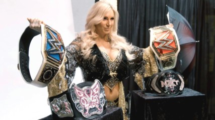 Charlotte poses with her championship collection