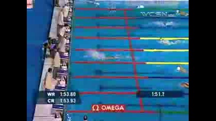 Phelps - 200м. Бътерфлай, Световен Рекорд 