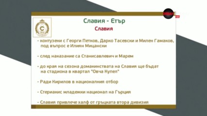 Преди Славия - Етър