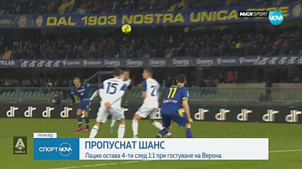 Лацио остава на четвърто място след 1:1 с Верона