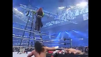 Jeff Hardy hits a Diving Leg Drop off a Ladder on Edge